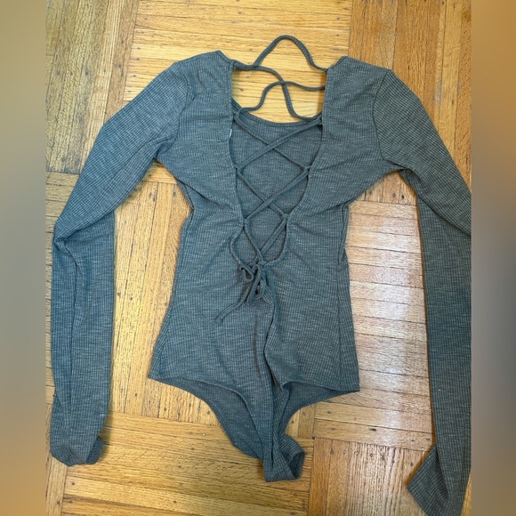 Lace up long sleeve body suit - Picture 2 of 3